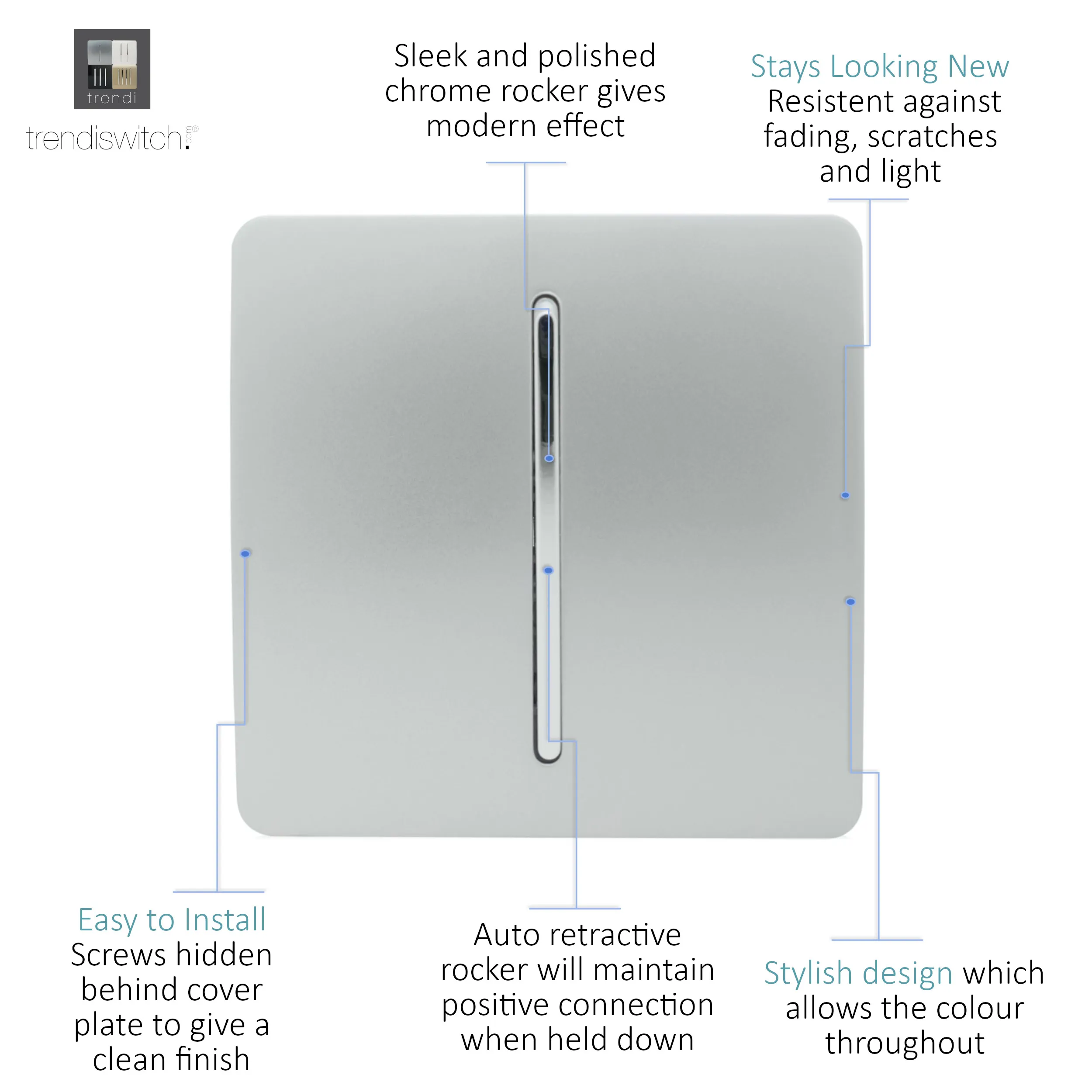 1 Gang Doorbell Silver ART-DBSI  Trendi Platinum Silver